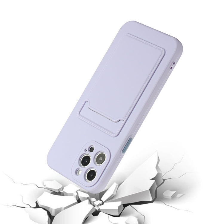 For iPhone 12 Pro Max Card Slot Design Shockproof TPU Protective Case(Purple) by buy2fix