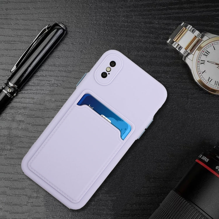 For iPhone X / XS Card Slot Design Shockproof TPU Protective Case(Purple) by buy2fix