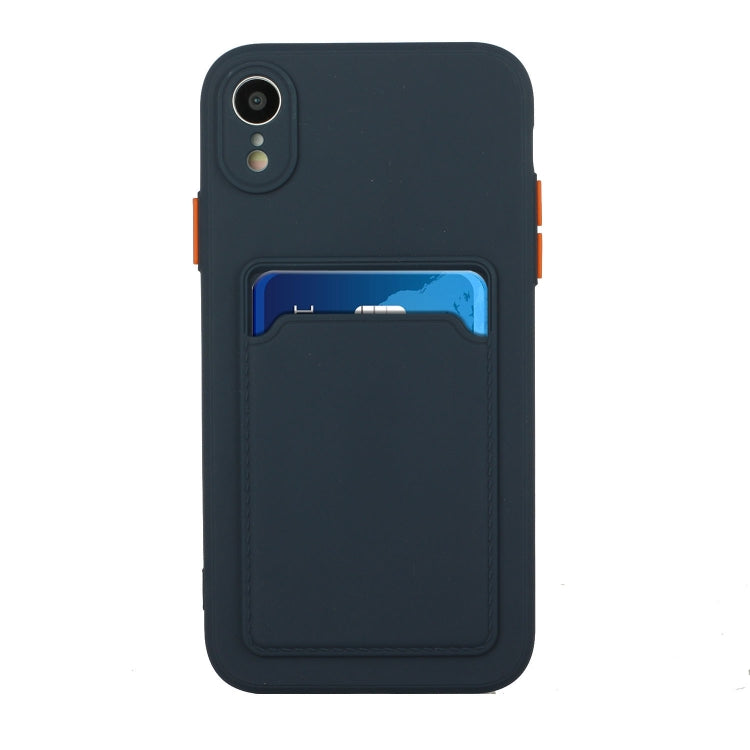 For iPhone XR Card Slot Design Shockproof TPU Protective Case(Dark Blue) by buy2fix