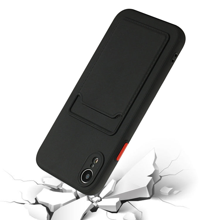 For iPhone XR Card Slot Design Shockproof TPU Protective Case(Black) by buy2fix