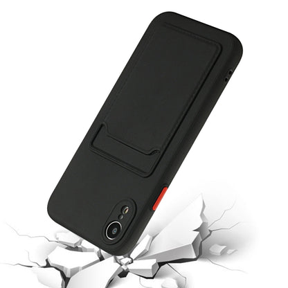 For iPhone XR Card Slot Design Shockproof TPU Protective Case(Black) by buy2fix