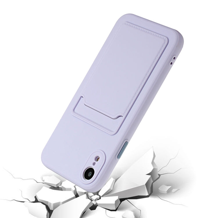 For iPhone XR Card Slot Design Shockproof TPU Protective Case(Purple) by buy2fix
