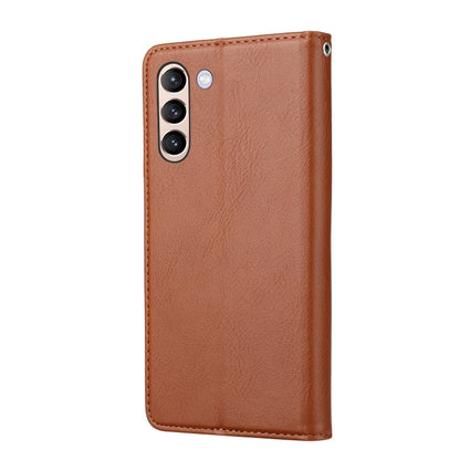 For Samsung Galaxy S21 FE Knead Skin Texture Horizontal Flip Leather Case with Photo Frame & Holder & Card Slots & Wallet(Brown) by buy2fix