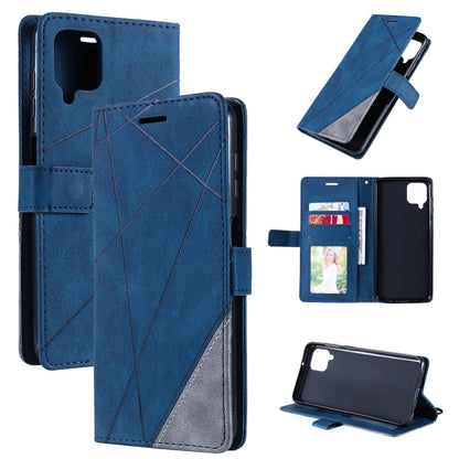 For Samsung Galaxy A12 Skin Feel Splicing Horizontal Flip Leather Case with Holder & Card Slots & Wallet & Photo Frame(Blue) by buy2fix
