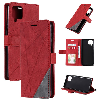 For Samsung Galaxy A12 Skin Feel Splicing Horizontal Flip Leather Case with Holder & Card Slots & Wallet & Photo Frame(Red) by buy2fix