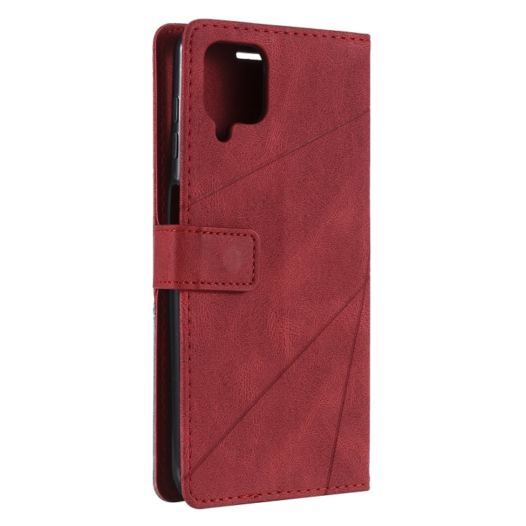 For Samsung Galaxy A12 Skin Feel Splicing Horizontal Flip Leather Case with Holder & Card Slots & Wallet & Photo Frame(Red) by buy2fix