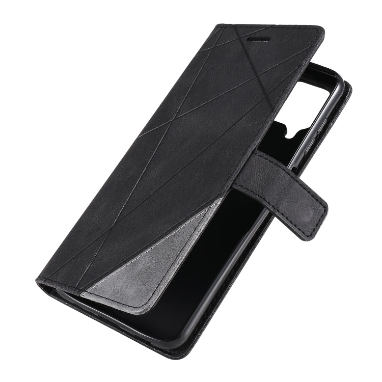 For Samsung Galaxy A12 Skin Feel Splicing Horizontal Flip Leather Case with Holder & Card Slots & Wallet & Photo Frame(Black) by buy2fix