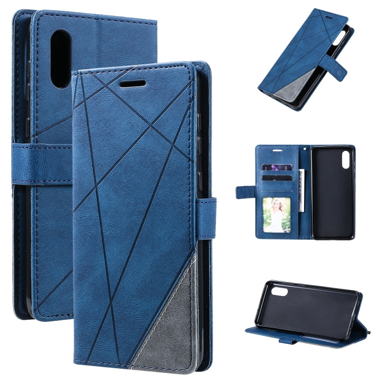 For Samsung Galaxy A02 (EU Version) Skin Feel Splicing Horizontal Flip Leather Case with Holder & Card Slots & Wallet & Photo Frame(Blue) by buy2fix