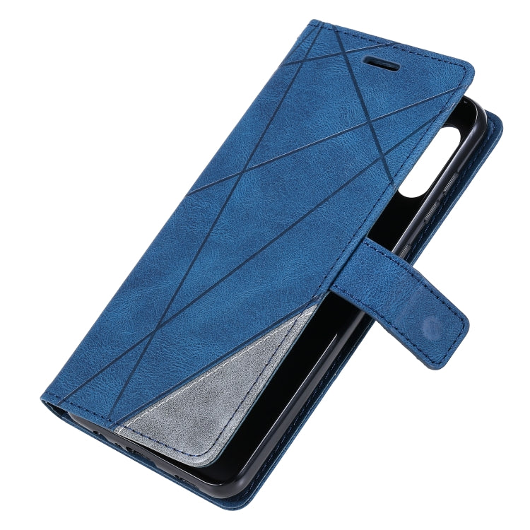 For Samsung Galaxy A02 (EU Version) Skin Feel Splicing Horizontal Flip Leather Case with Holder & Card Slots & Wallet & Photo Frame(Blue) by buy2fix