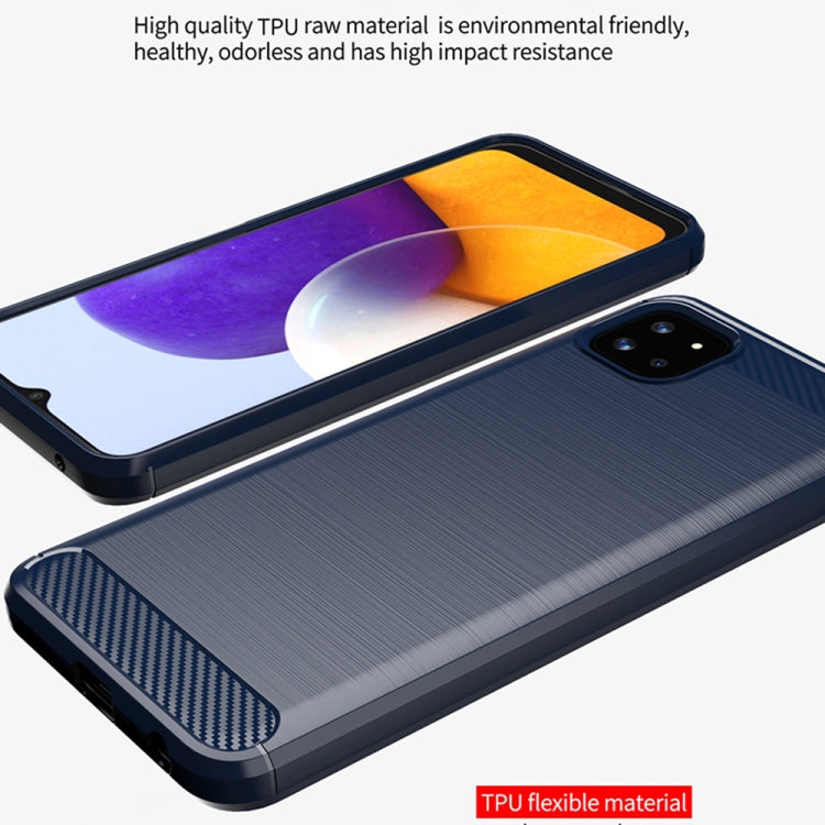 For Samsung Galaxy A22 5G Brushed Texture Carbon Fiber TPU Case(Blue) by buy2fix