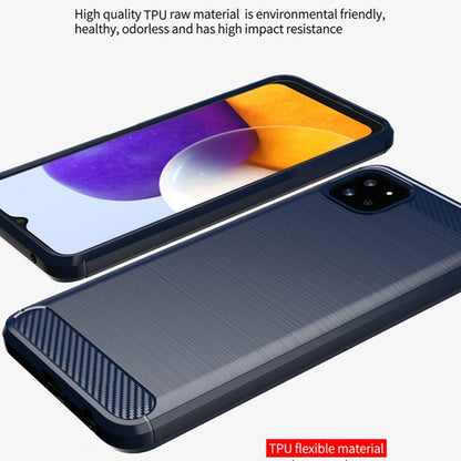 For Samsung Galaxy A22 5G Brushed Texture Carbon Fiber TPU Case(Blue) by buy2fix