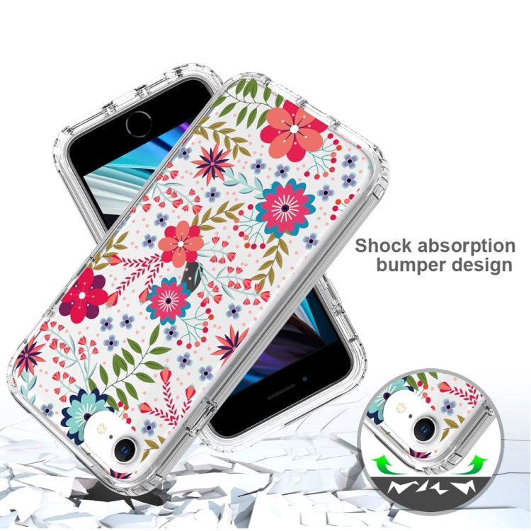 For iPhone SE 2022 / SE 2020 / 8 / 7 2 in 1 High Transparent Painted Shockproof PC + TPU Protective Case(Small Floral) - Apple Accessories by buy2fix | Online Shopping UK | buy2fix