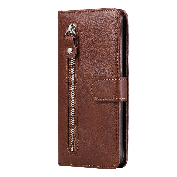 For Samsung Galaxy A32 4G Fashion Calf Texture Zipper Horizontal Flip Leather Case with Stand & Card Slots & Wallet(Brown) by buy2fix