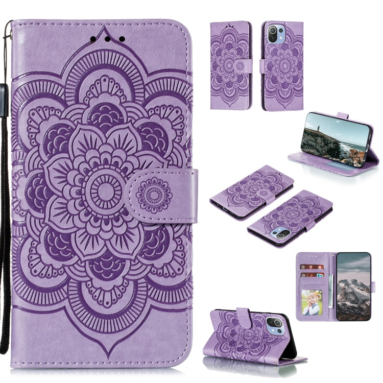 For Xiaomi Mi 11 Lite Mandala Embossing Pattern Horizontal Flip PU Leather Case with Holder & Card Slots & Wallet & Lanyard(Purple) by buy2fix