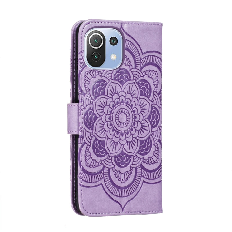 For Xiaomi Mi 11 Lite Mandala Embossing Pattern Horizontal Flip PU Leather Case with Holder & Card Slots & Wallet & Lanyard(Purple) by buy2fix