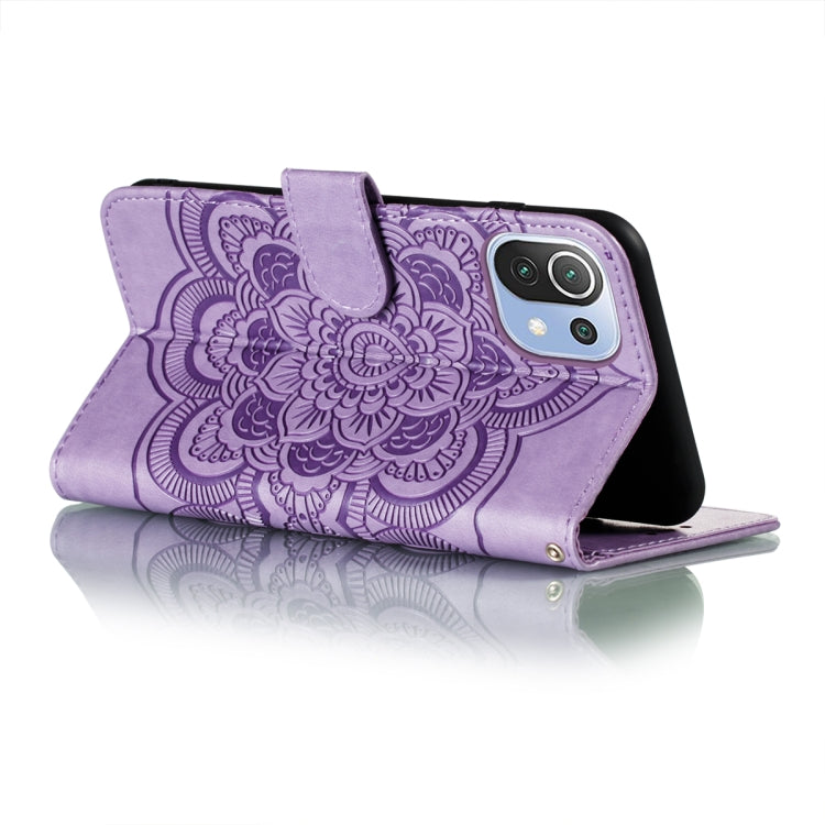 For Xiaomi Mi 11 Lite Mandala Embossing Pattern Horizontal Flip PU Leather Case with Holder & Card Slots & Wallet & Lanyard(Purple) by buy2fix