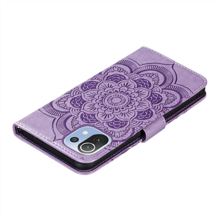 For Xiaomi Mi 11 Lite Mandala Embossing Pattern Horizontal Flip PU Leather Case with Holder & Card Slots & Wallet & Lanyard(Purple) by buy2fix