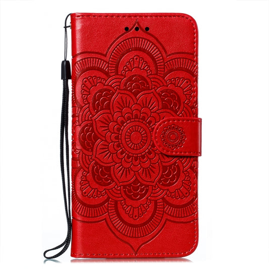 For Xiaomi Redmi Note 10 5G Mandala Embossing Pattern Horizontal Flip PU Leather Case with Holder & Card Slots & Wallet & Lanyard(Red) by buy2fix