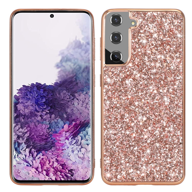 For Samsung Galaxy S21 FE Glitter Powder Shockproof TPU Protective Case(Rose Gold) - Samsung Accessories by buy2fix | Online Shopping UK | buy2fix