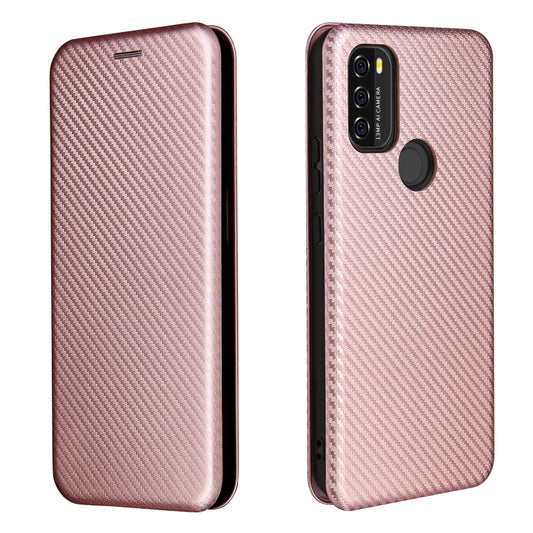 For Blackview A70 (2021) Carbon Fiber Texture Horizontal Flip TPU + PC + PU Leather Case with Card Slot(Pink) by buy2fix