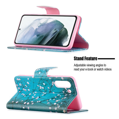 For Samsung Galaxy S21 FE Colored Drawing Pattern Horizontal Flip Leather Case with Holder & Card Slots & Wallet(Plum Blossom) by buy2fix