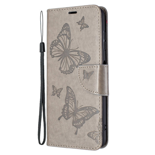 For Nokia G20 / G10 Embossing Two Butterflies Pattern Horizontal Flip PU Leather Case with Holder & Card Slot & Wallet & Lanyard(Grey) by buy2fix