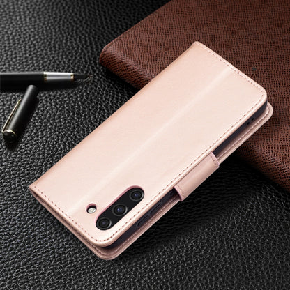 For Samsung Galaxy S21 FE Embossing Two Butterflies Pattern Horizontal Flip PU Leather Case with Holder & Card Slot & Wallet & Lanyard(Rose Gold) by buy2fix