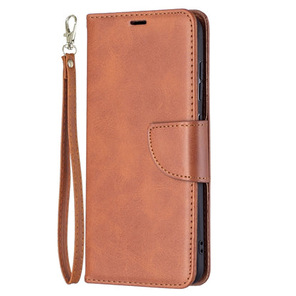 For Samsung Galaxy S21 FE Retro Lambskin Texture Pure Color Horizontal Flip PU Leather Case with Holder & Card Slots & Wallet & Lanyard(Brown) by buy2fix