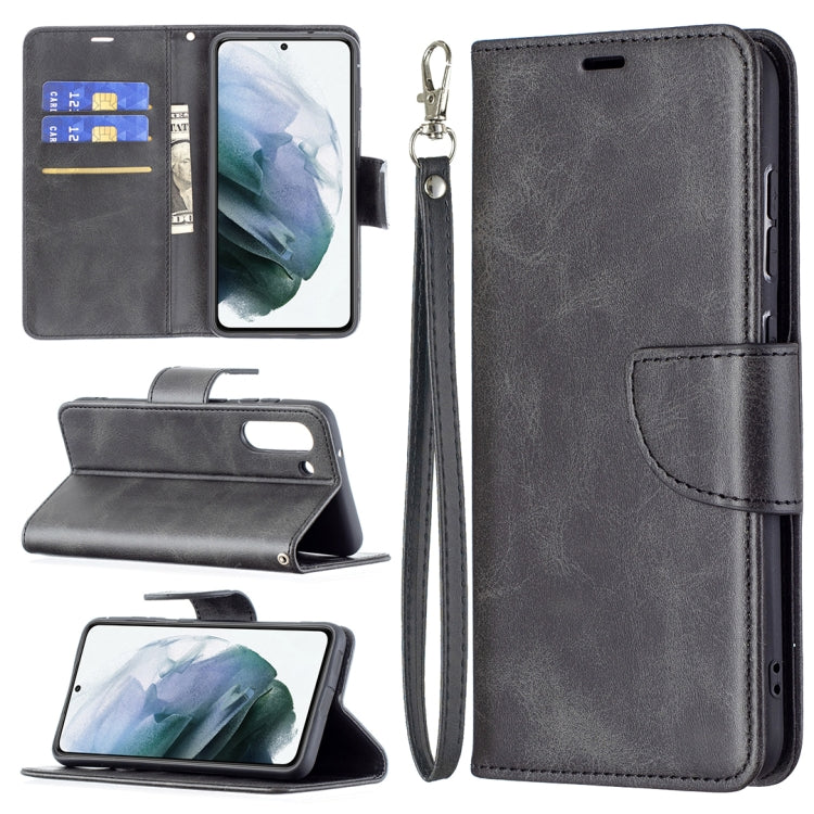 For Samsung Galaxy S21 FE Retro Lambskin Texture Pure Color Horizontal Flip PU Leather Case with Holder & Card Slots & Wallet & Lanyard(Black) by buy2fix