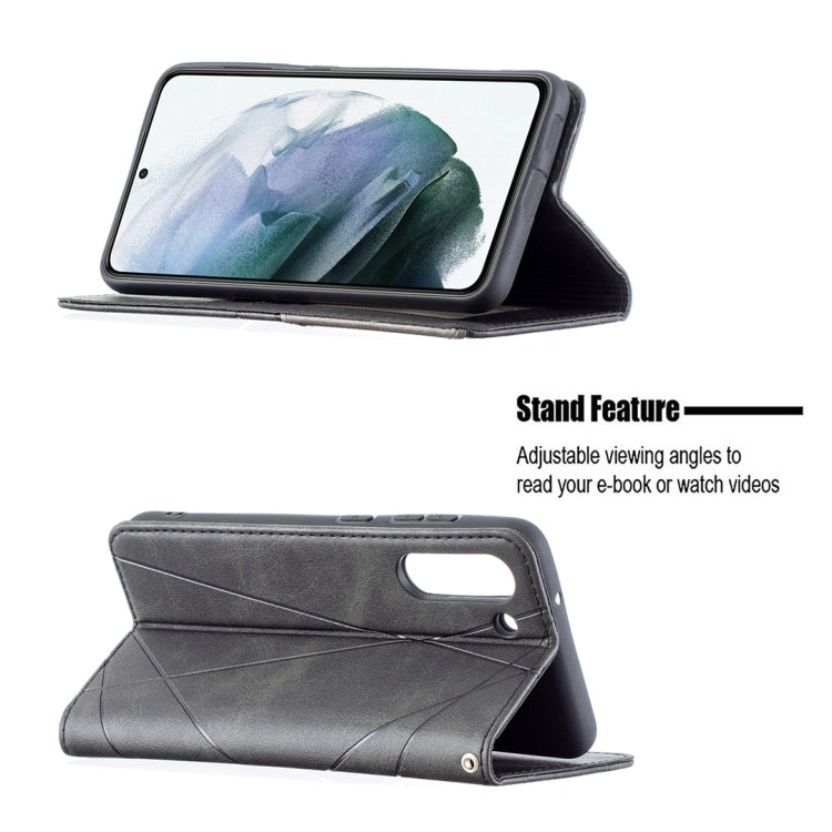 For Samsung Galaxy S21 FE Rhombus Texture Horizontal Flip Magnetic Leather Case with Holder & Card Slots & Wallet(Black) by buy2fix