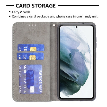 For Samsung Galaxy S21 FE Rhombus Texture Horizontal Flip Magnetic Leather Case with Holder & Card Slots & Wallet(Grey) by buy2fix