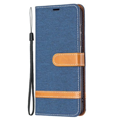 For Samsung Galaxy S21 FE Color Matching Denim Texture Horizontal Flip Leather Case with Holder & Card Slots & Wallet & Lanyard(Dark Blue) by buy2fix