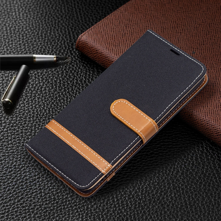 For Samsung Galaxy S21 FE Color Matching Denim Texture Horizontal Flip Leather Case with Holder & Card Slots & Wallet & Lanyard(Black) by buy2fix