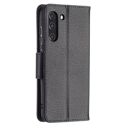 For Samsung Galaxy S21 FE / S21 Lite Litchi Texture Pure Color Horizontal Flip Leather Case with Holder & Card Slots & Wallet & Lanyard(Black) by buy2fix