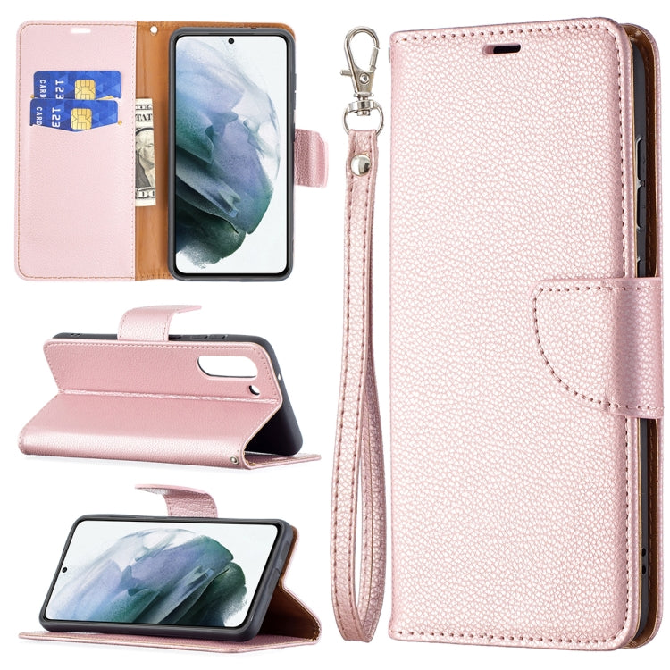 For Samsung Galaxy S21 FE / S21 Lite Litchi Texture Pure Color Horizontal Flip Leather Case with Holder & Card Slots & Wallet & Lanyard(Rose Gold) by buy2fix