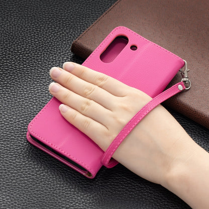 For Samsung Galaxy S21 FE / S21 Lite Litchi Texture Pure Color Horizontal Flip Leather Case with Holder & Card Slots & Wallet & Lanyard(Rose Red) by buy2fix