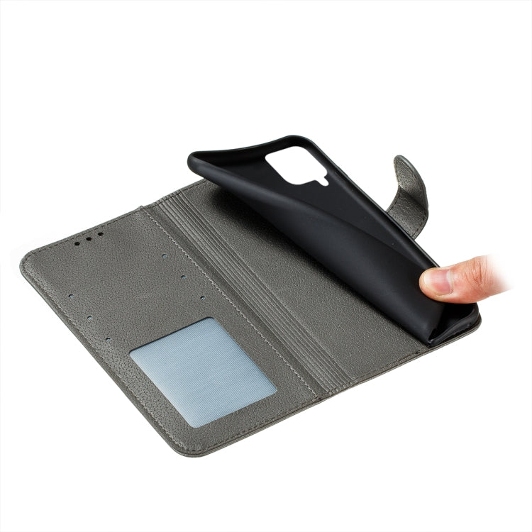 For Samsung Galaxy A22 4G Litchi Texture Feather Embossing Pattern Horizontal Flip Leather Case with Holder & Card Slots & Wallet & Photo Frame & Lanyard(Grey) by buy2fix