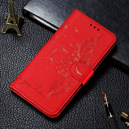 For Samsung Galaxy A22 5G Litchi Texture Feather Embossing Pattern Horizontal Flip Leather Case with Holder & Card Slots & Wallet & Photo Frame & Lanyard(Red) by buy2fix