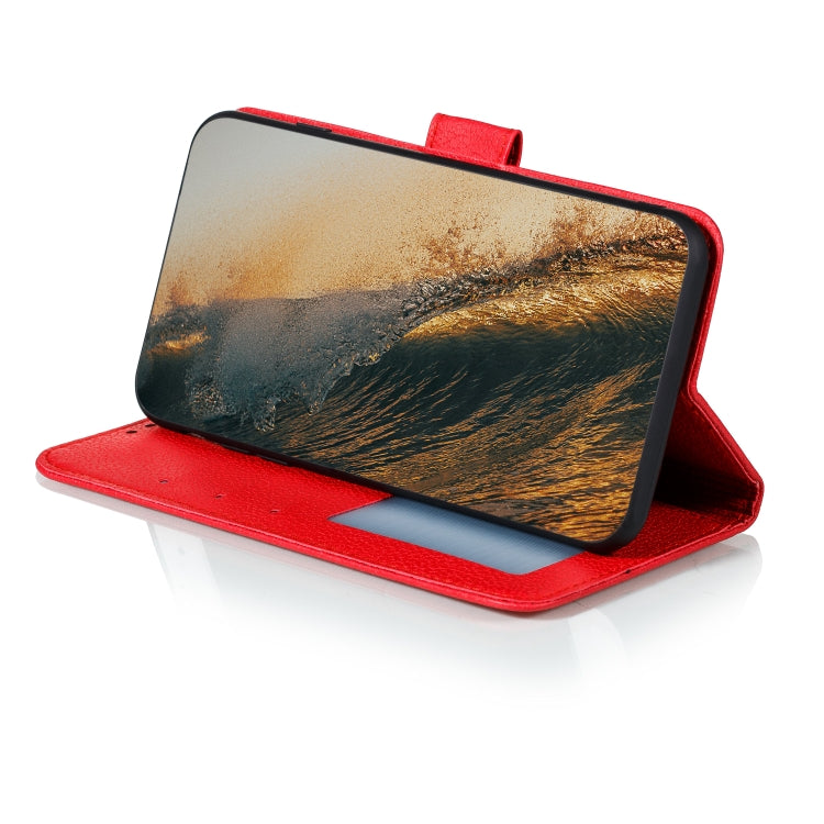 For Samsung Galaxy A22 5G Litchi Texture Feather Embossing Pattern Horizontal Flip Leather Case with Holder & Card Slots & Wallet & Photo Frame & Lanyard(Red) by buy2fix