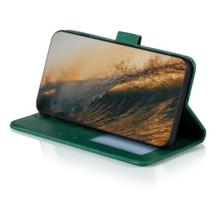 For Samsung Galaxy A22 5G Litchi Texture Feather Embossing Pattern Horizontal Flip Leather Case with Holder & Card Slots & Wallet & Photo Frame & Lanyard(Green) by buy2fix