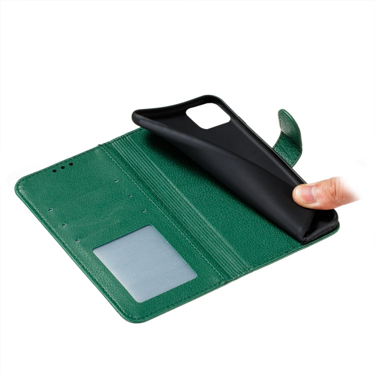 For Samsung Galaxy A22 5G Litchi Texture Feather Embossing Pattern Horizontal Flip Leather Case with Holder & Card Slots & Wallet & Photo Frame & Lanyard(Green) by buy2fix