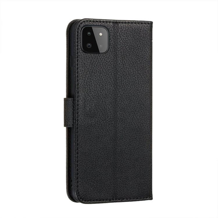 For Samsung Galaxy A22 5G Litchi Texture Feather Embossing Pattern Horizontal Flip Leather Case with Holder & Card Slots & Wallet & Photo Frame & Lanyard(Black) by buy2fix