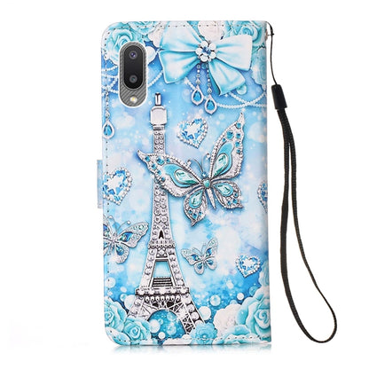 For Samsung Galaxy A02 / M02 (Global) Colored Drawing Pattern Plain Weave Horizontal Flip Leather Case with Holder & Card Slot & Wallet & Lanyard(Tower Butterfly) by buy2fix