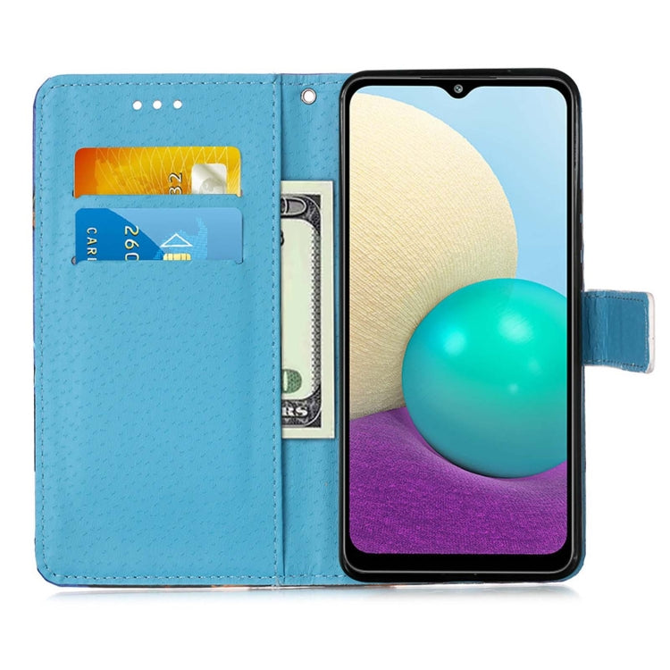For Samsung Galaxy A02 / M02 (Global) Colored Drawing Pattern Plain Weave Horizontal Flip Leather Case with Holder & Card Slot & Wallet & Lanyard(Tower Butterfly) by buy2fix