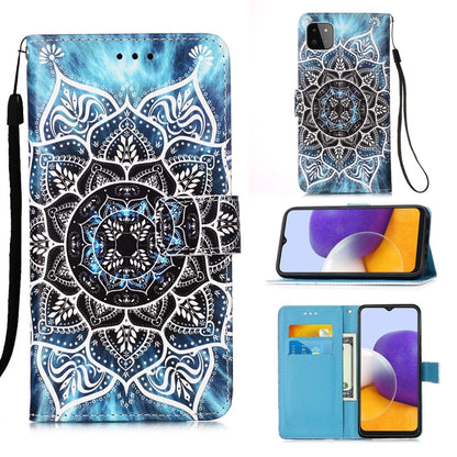 For Samsung Galaxy A22 5G (US Version) Colored Drawing Pattern Plain Weave Horizontal Flip Leather Case with Holder & Card Slot & Wallet & Lanyard(Undersea Mandala) by buy2fix