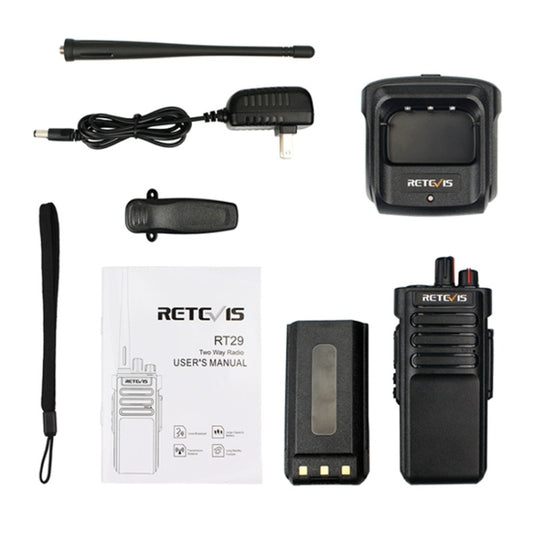 RETEVIS RT29 10W UHF 400-480MHz 16CHS Two Way Radio Handheld Walkie Talkie, US Plug(Black) by RETEVIS