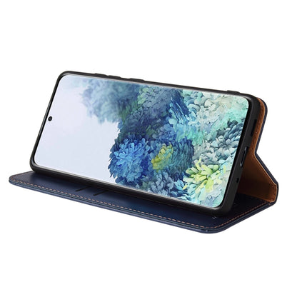 For Samsung Galaxy A52 4G/5G Fierre Shann PU Genuine Leather Texture Horizontal Flip Leather Case with Holder & Card Slots & Wallet(Blue) by FIERRE SHANN