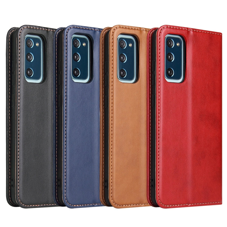 For Samsung Galaxy A52 4G/5G Fierre Shann PU Genuine Leather Texture Horizontal Flip Leather Case with Holder & Card Slots & Wallet(Blue) by FIERRE SHANN