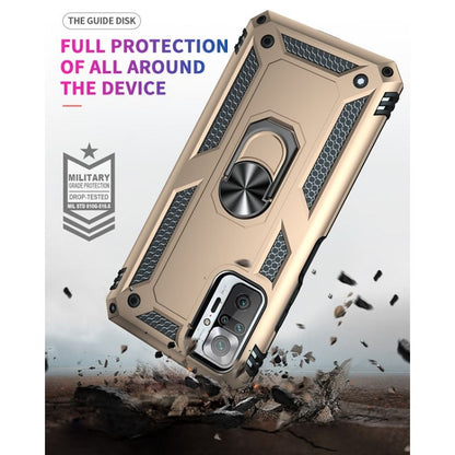 For Xiaomi Redmi Note 10 Pro / Note 10 Pro Max Shockproof TPU + PC Protective Case with 360 Degree Rotating Holder(Gold) by buy2fix