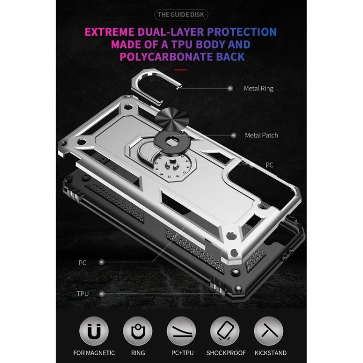 For Samsung Galaxy S21 FE Shockproof TPU + PC Protective Case with 360 Degree Rotating Holder(Silver) by buy2fix